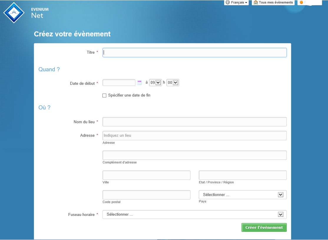 créer évenement
